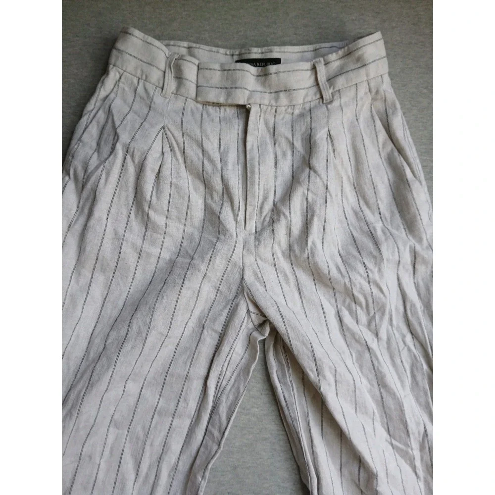 Banana Republic Pants 4 Linen Wide Leg Pleated Trouser Work Career Corp Office